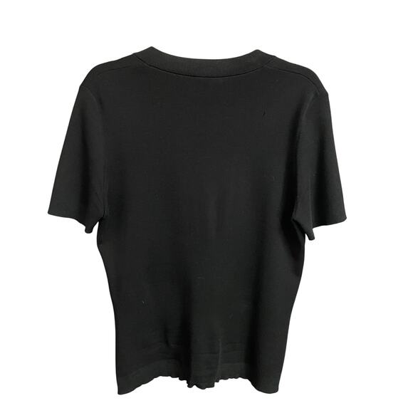 Vintage Chanel Wool Blend Knit V Neck Logo Top Black Womens 46 / US 14 AS IS - Picture 7 of 12
